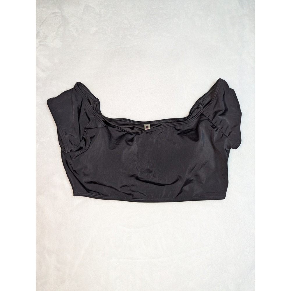 Victoria's Secret Body‎ Black Scoop Neck Cap Sleeve Crop Top Size L
